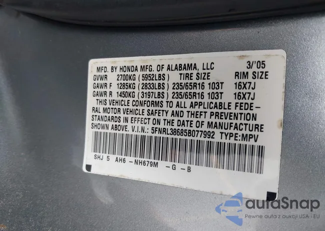 5FNRL38685B077992: 42980891