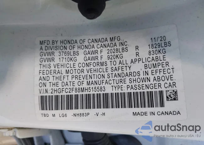 2HGFC2F88MH515583: 42980923