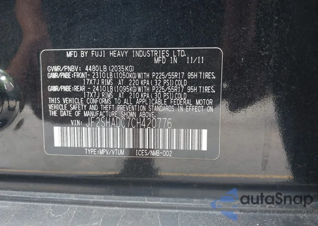 JF2SHADC7CH420776: 42981512