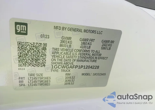 1GCWGAFP7P1204220: 42981630