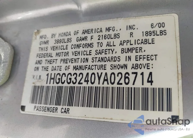 1HGCG3240YA026714: 42981783