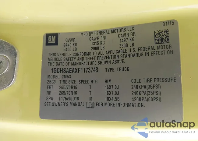 1GCHSAEAXF1173743: 42981820