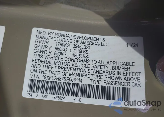 19XFL2H87SE008114: 42981823