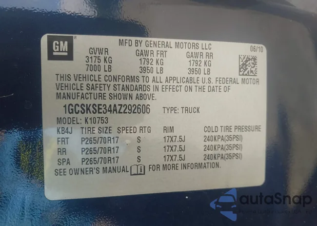 1GCSKSE34AZ292606: 42981888