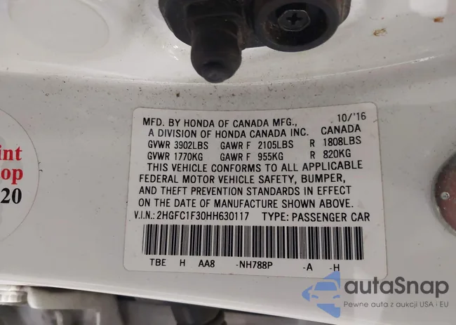 2HGFC1F30HH630117: 42980970