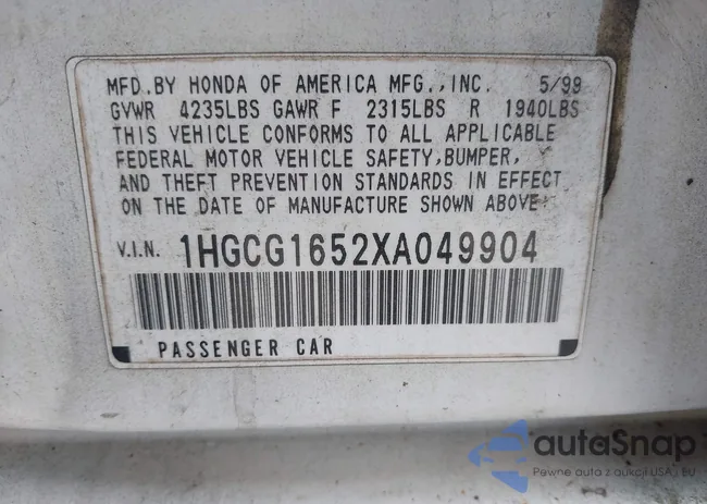 1HGCG1652XA049904: 42980986