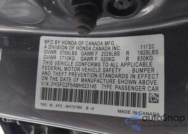 2HGFC2F64MH523145: 42981068