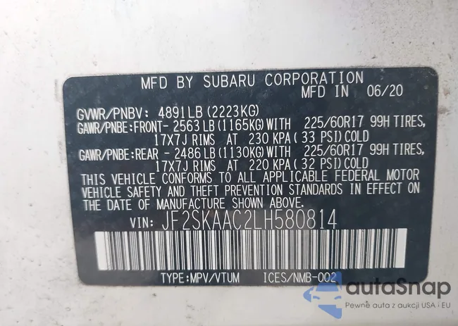 JF2SKAAC2LH580814: 42981080