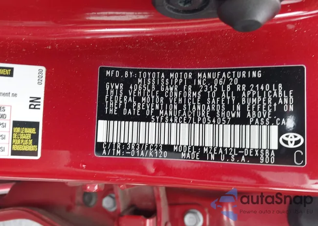 5YFS4RCE7LP054057: 42981125