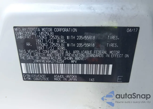 JTMYFREV6HJ716224: 42981275