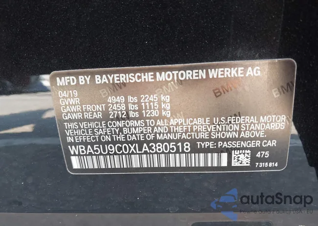 WBA5U9C0XLA380518: 42981284