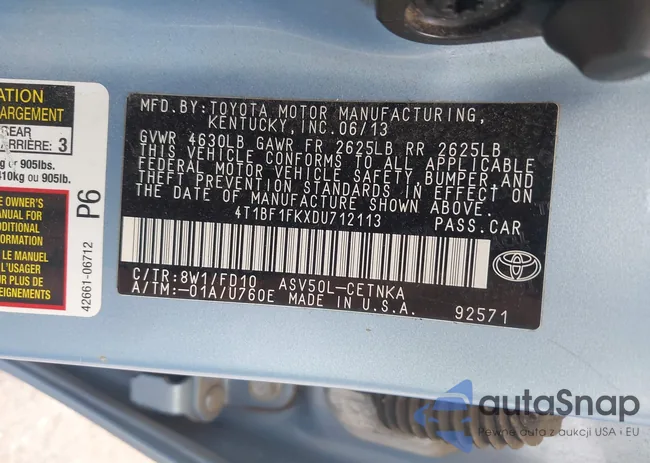 4T1BF1FKXDU712113: 42982361