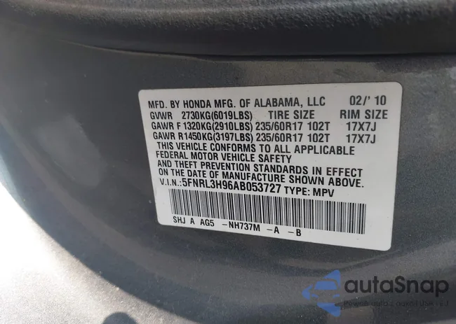 5FNRL3H96AB053727: 42982268