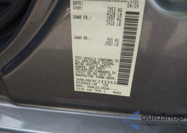 1N4BL4BV2KC233353: 42983373