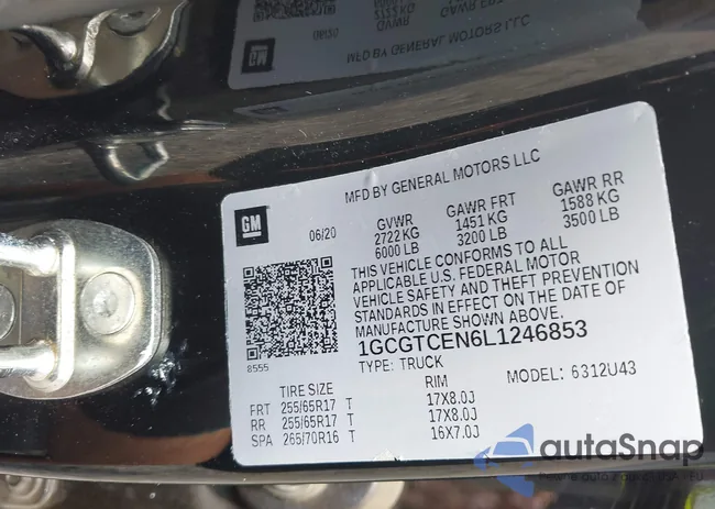 1GCGTCEN6L1246853: 42983383