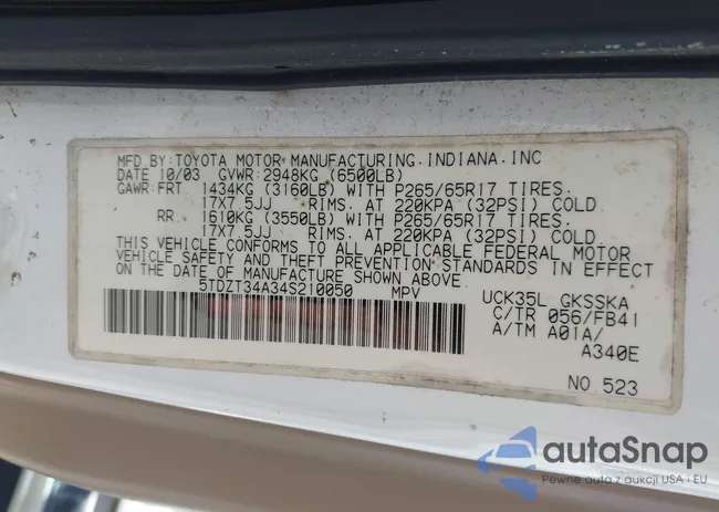 5TDZT34A34S210050: 42983727