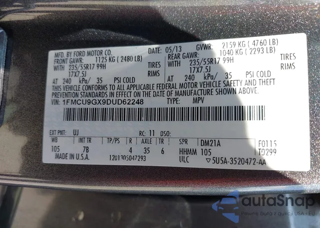 1FMCU9GX9DUD62248: 42983754