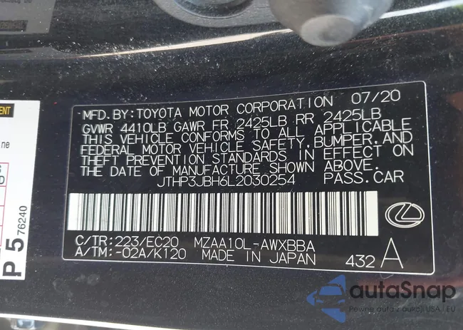 JTHP3JBH6L2030254: 42983857