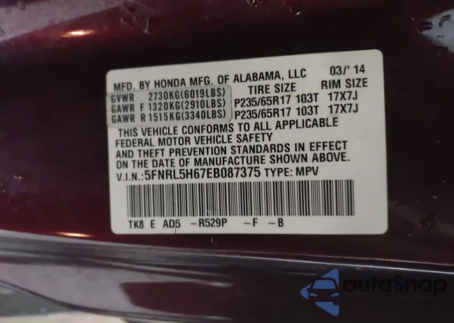 5FNRL5H67EB087375: 42982979