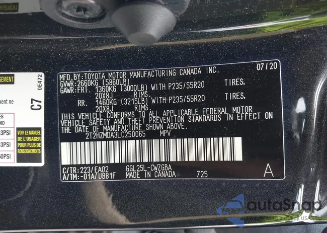 2T2HZMDA3LC250065: 42983004