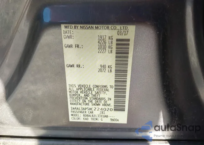 1N4AL3AP5HC224020: 42983273