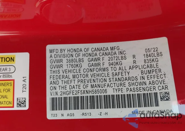 2HGFE2F5XNH585006: 42983347