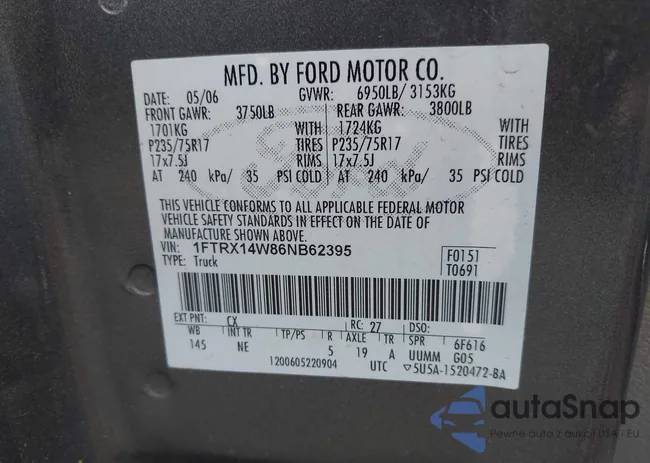 1FTRX14W86NB62395: 42984889