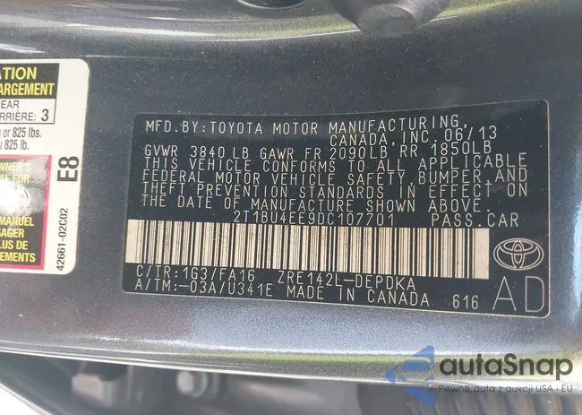 2T1BU4EE9DC107701: 42984940