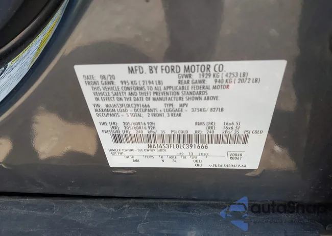 MAJ6S3FL0LC391666: 42983978