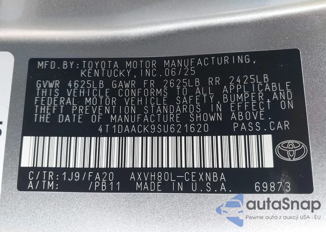 4T1DAACK9SU621620: 42984033