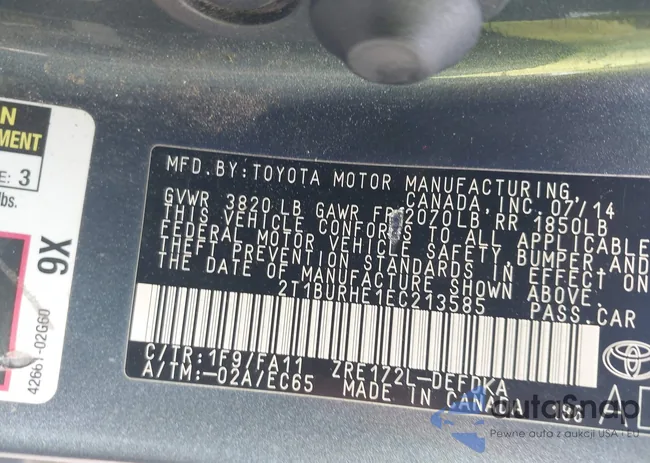 2T1BURHE1EC213585: 42984304