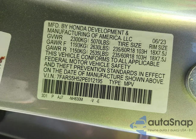 7FARS5H52PE012195: 42985409