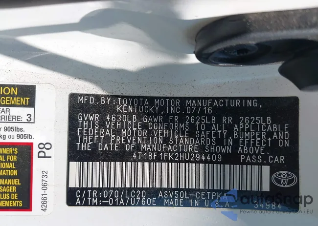 4T1BF1FK2HU294409: 42985483