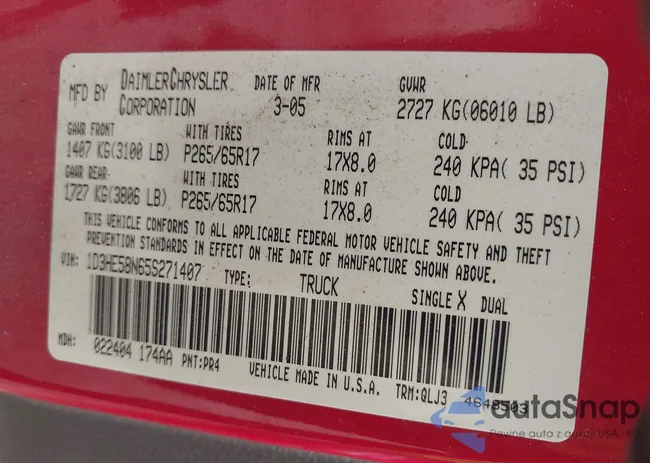 1D3HE58N65S271407: 42985904