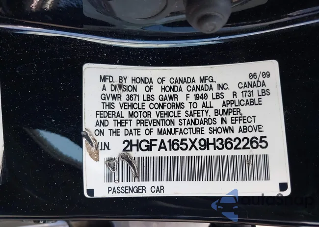 2HGFA165X9H362265: 42986390