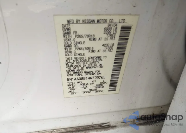 5N1AA08B14N729765: 42986422