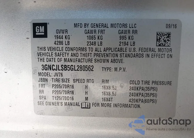 3GNCJLSB5GL280562: 42986119