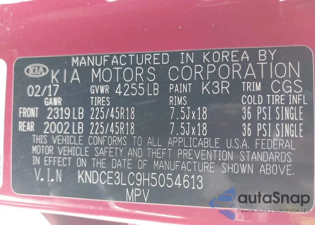 KNDCE3LC9H5054613: 42986256