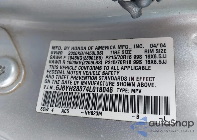 5J6YH28374L018046: 42986297