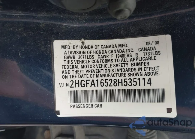 2HGFA16528H535114: 42987365