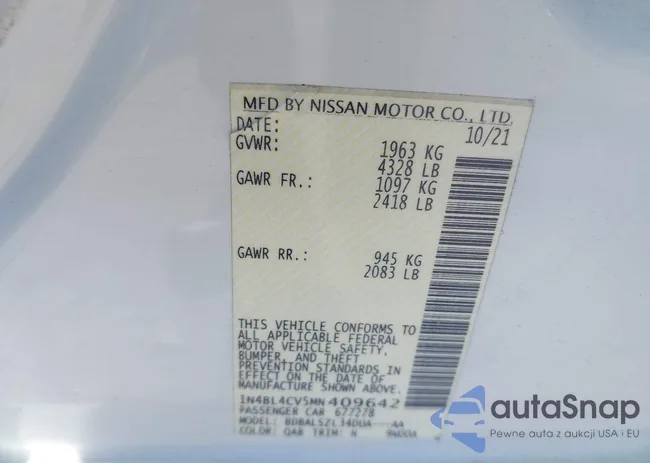 1N4BL4CV5MN409642: 42987455