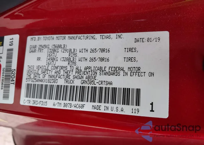 5TFSZ5AN4KX182303: 42987634