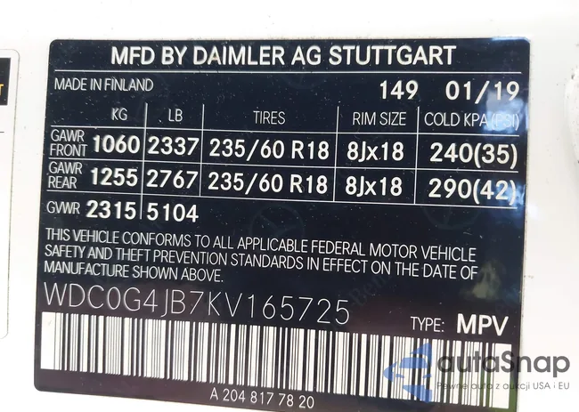 WDC0G4JB7KV165725: 42987658