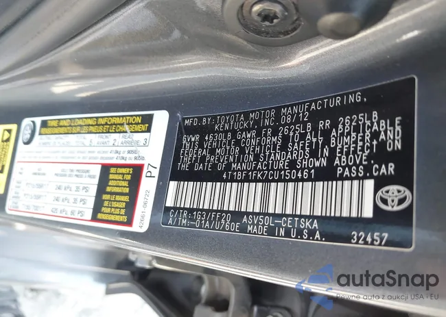 4T1BF1FK7CU150461: 42987660