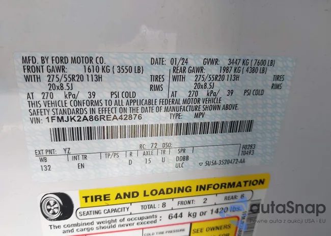 1FMJK2A86REA42876: 42987665