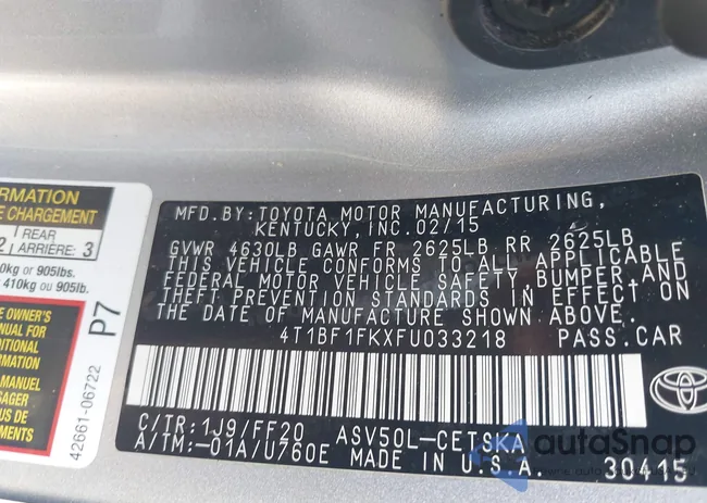 4T1BF1FKXFU033218: 42987791