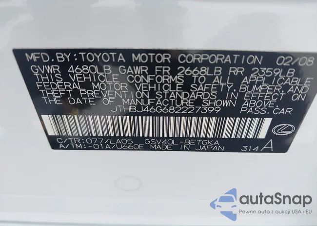 JTHBJ46G682227399: 42987898