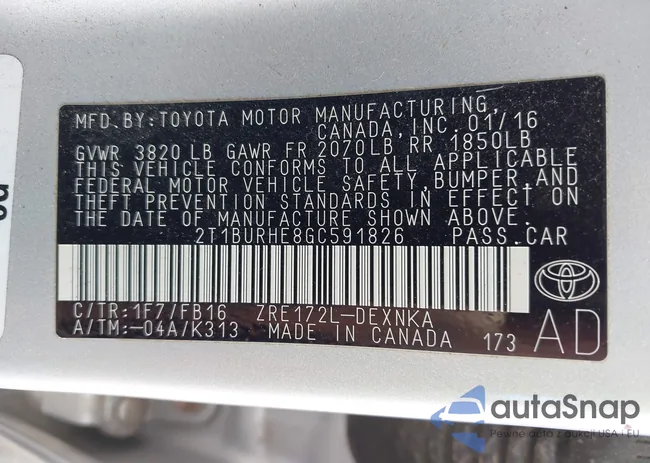 2T1BURHE8GC591826: 42987903