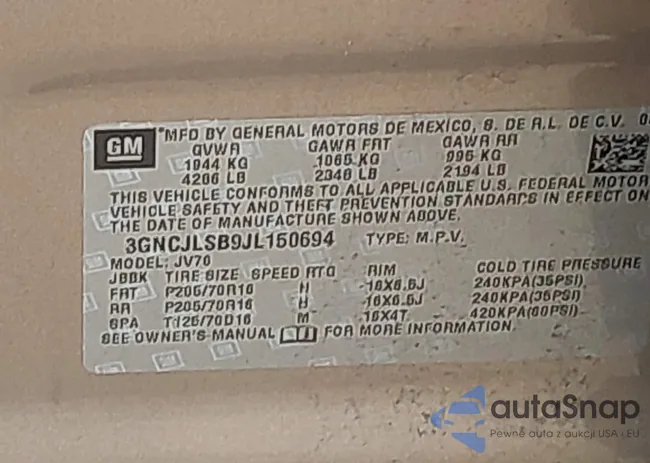 3GNCJLSB9JL150694: 42987913