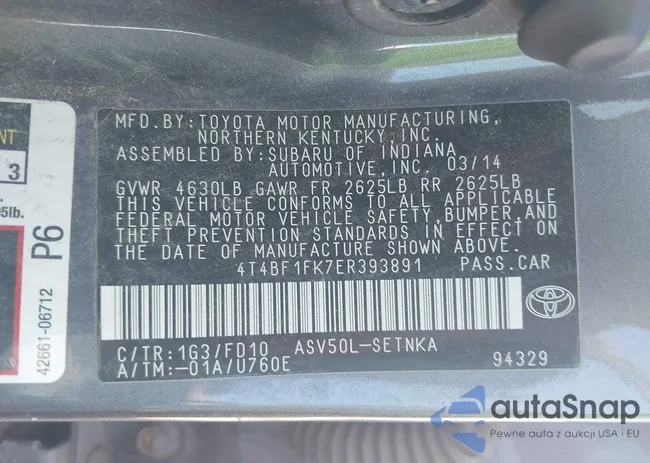 4T4BF1FK7ER393891: 42987923